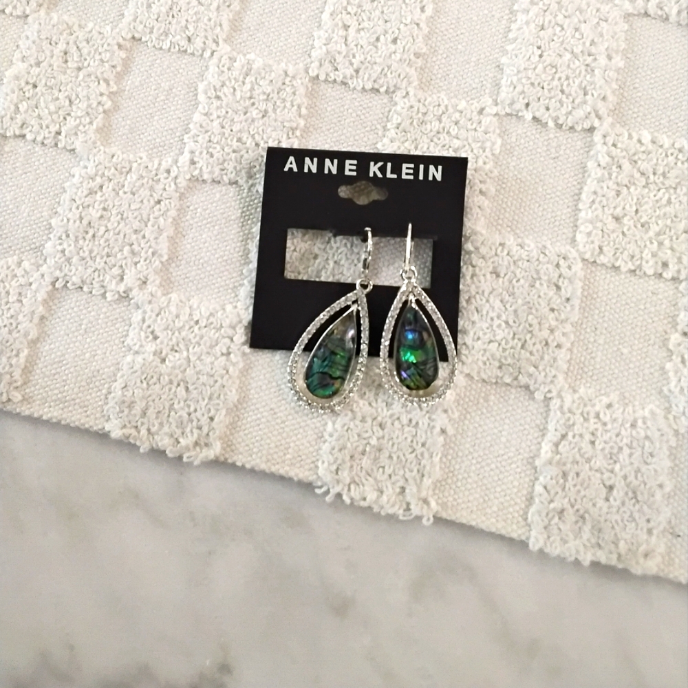 Anne Klein Abalone/Rhinestone Earrings.. NWT